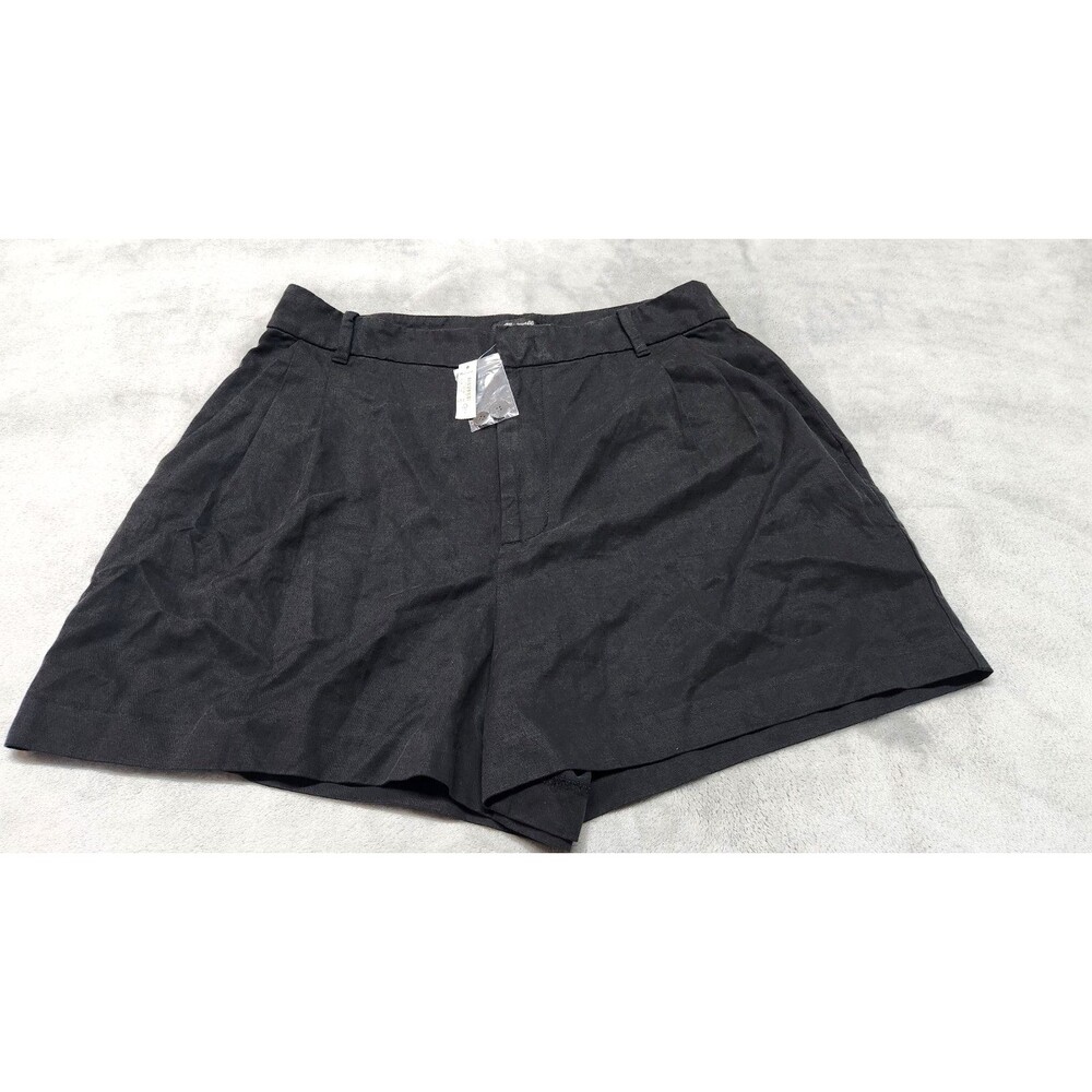 Madewell Women's Size 12 Black Drapey Twill Linen Blend Harlow‎ Shorts NWT